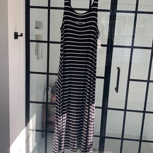 Black and white striped maxi dress size Large